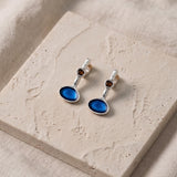 Silver Long Enamel Earrings