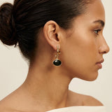 Long Gold Abstract Enamel Earrings