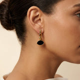 Long Gold Abstract Enamel Earrings