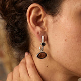 Silver Long Enamel Earrings