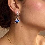 Silver Long Enamel Earrings
