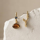 Long Gold Abstract Enamel Earrings