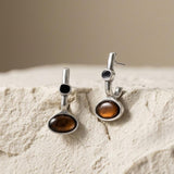 Silver Long Enamel Earrings