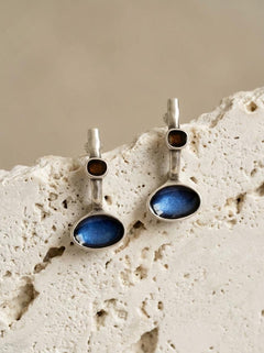 Silver Long Enamel Earrings