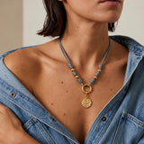 Grey Rope Necklace with Removable Coin Pendant