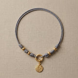 Grey Rope Necklace with Removable Coin Pendant