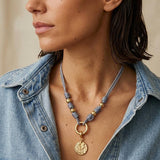 Grey Rope Necklace with Removable Coin Pendant