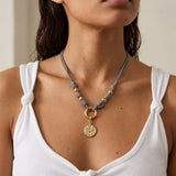 Grey Rope Necklace with Removable Coin Pendant