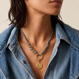 Grey Rope Necklace with Removable Coin Pendant