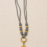 Grey Rope Necklace with Removable Coin Pendant
