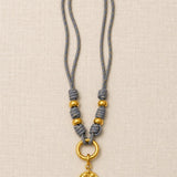 Grey Rope Necklace with Removable Coin Pendant