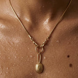 Gold Snake Chain Necklace with Front Double Clasp
