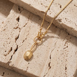 Gold Snake Chain Necklace with Front Double Clasp