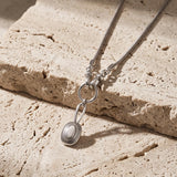 Silver Snake Chain Necklace with Front Double Clasp