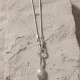 Silver Snake Chain Necklace with Front Double Clasp
