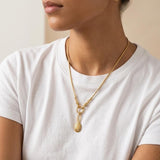 Gold Snake Chain Necklace with Front Double Clasp