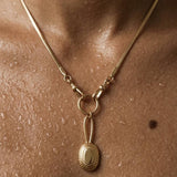 Gold Snake Chain Necklace with Front Double Clasp