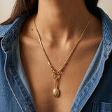 Gold Snake Chain Necklace with Front Double Clasp