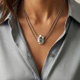 Double Chain Necklace with Crystal Night Pendant