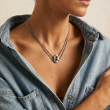Double Chain Necklace with Crystal Night Pendant
