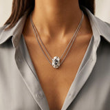 Double Chain Necklace with Crystal Night Pendant