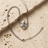 Double Chain Necklace with Crystal Night Pendant