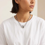 Double Chain Necklace with Crystal Night Pendant