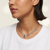 Double Chain Necklace with Crystal Night Pendant
