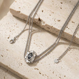 Double Chain Necklace with Crystal Night Pendant