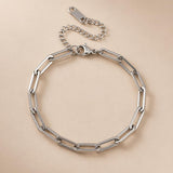 Silver Elongated Link Chain Bracelet