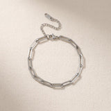 Silver Elongated Link Chain Bracelet