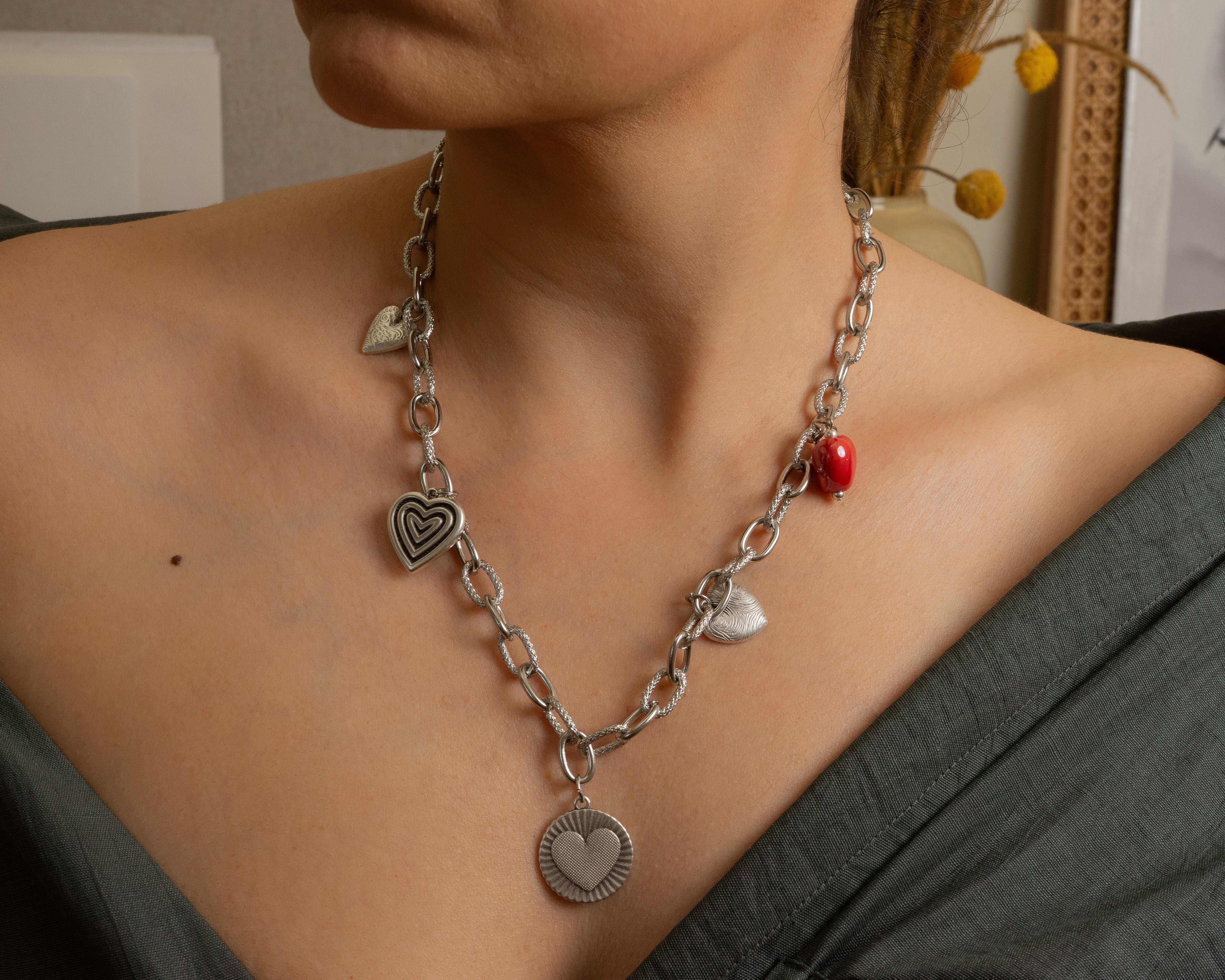 Silver HEART charm necklace