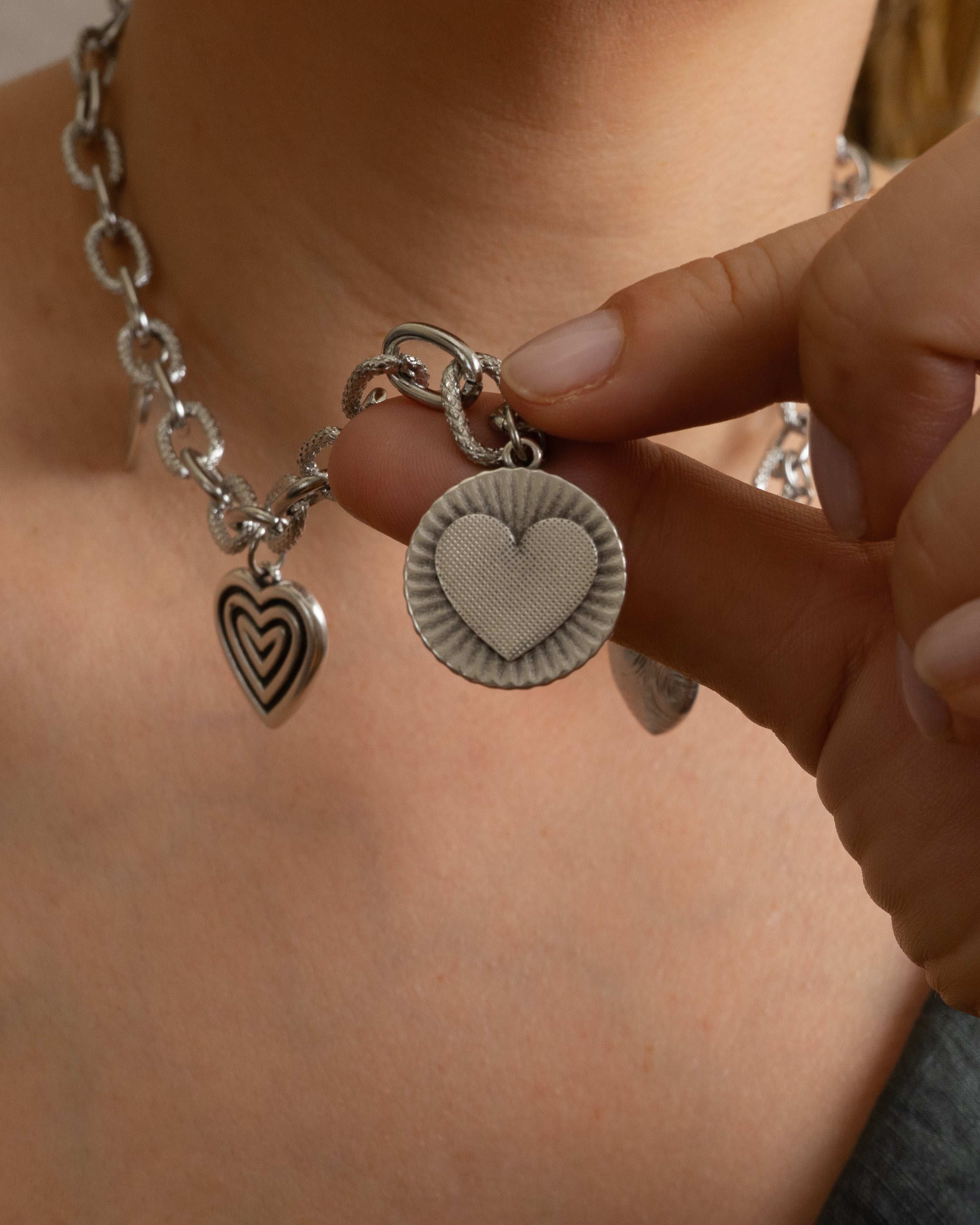 Silver HEART charm necklace