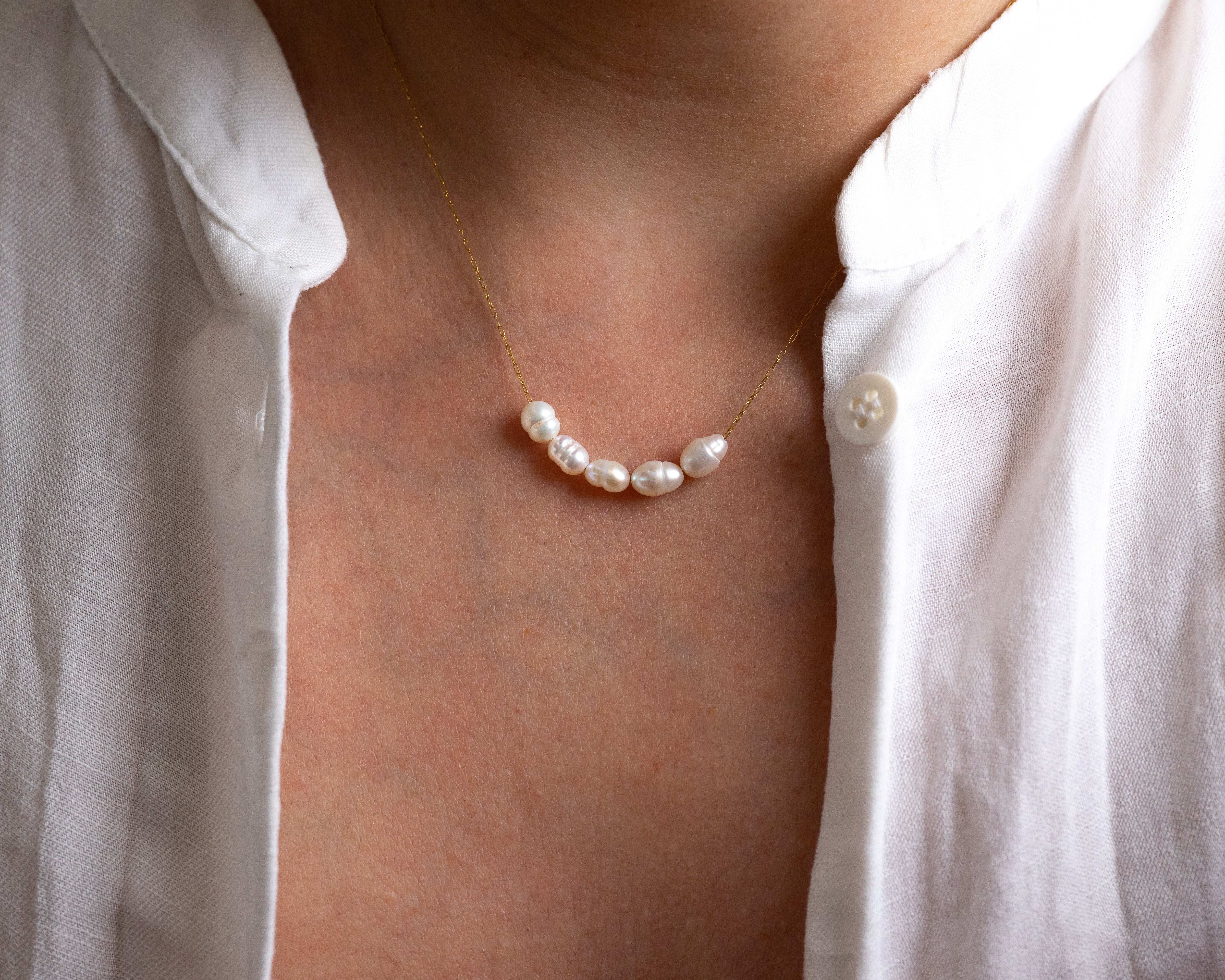 Gold Freshwater Pearl Necklace