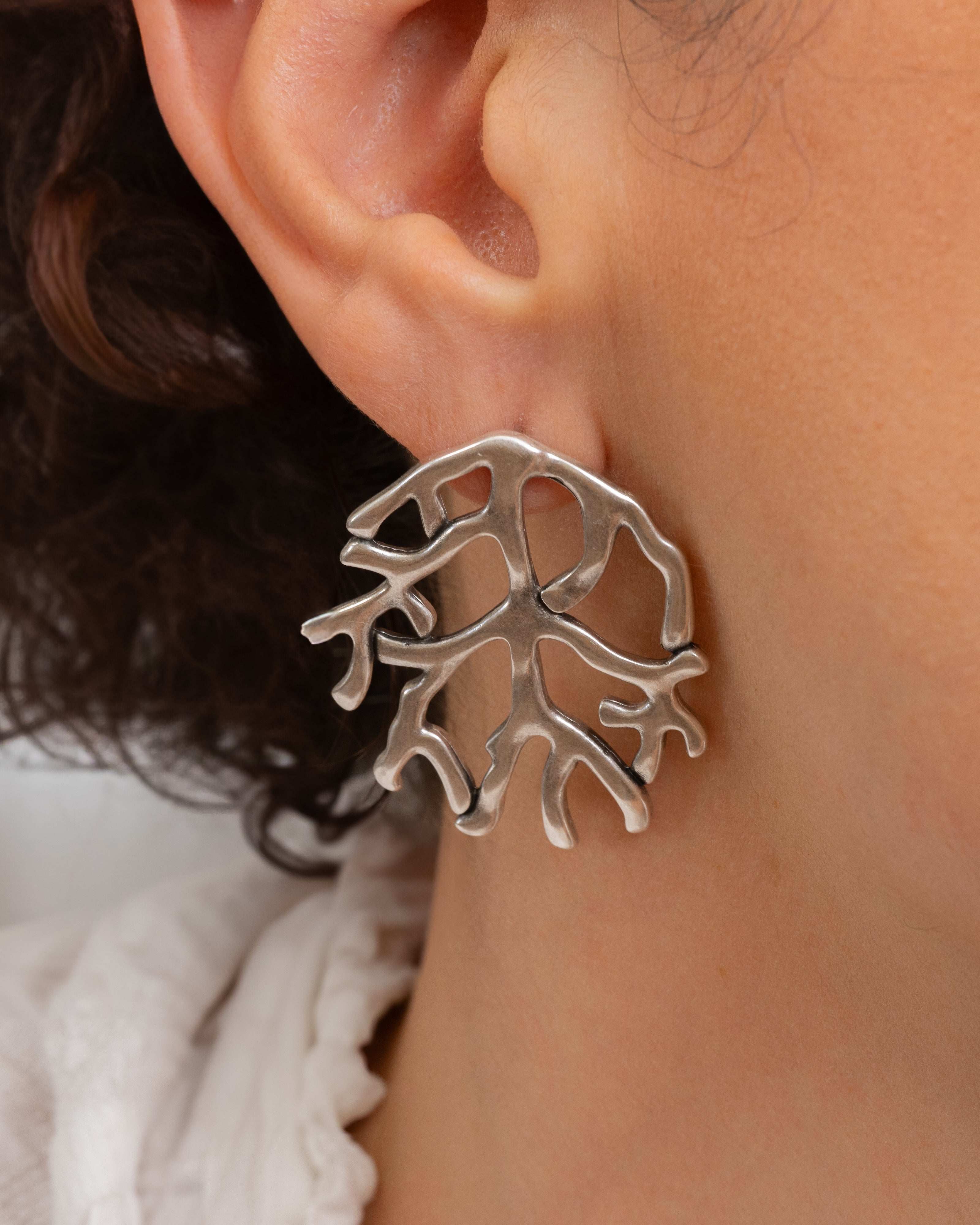Silver Coral Earrings