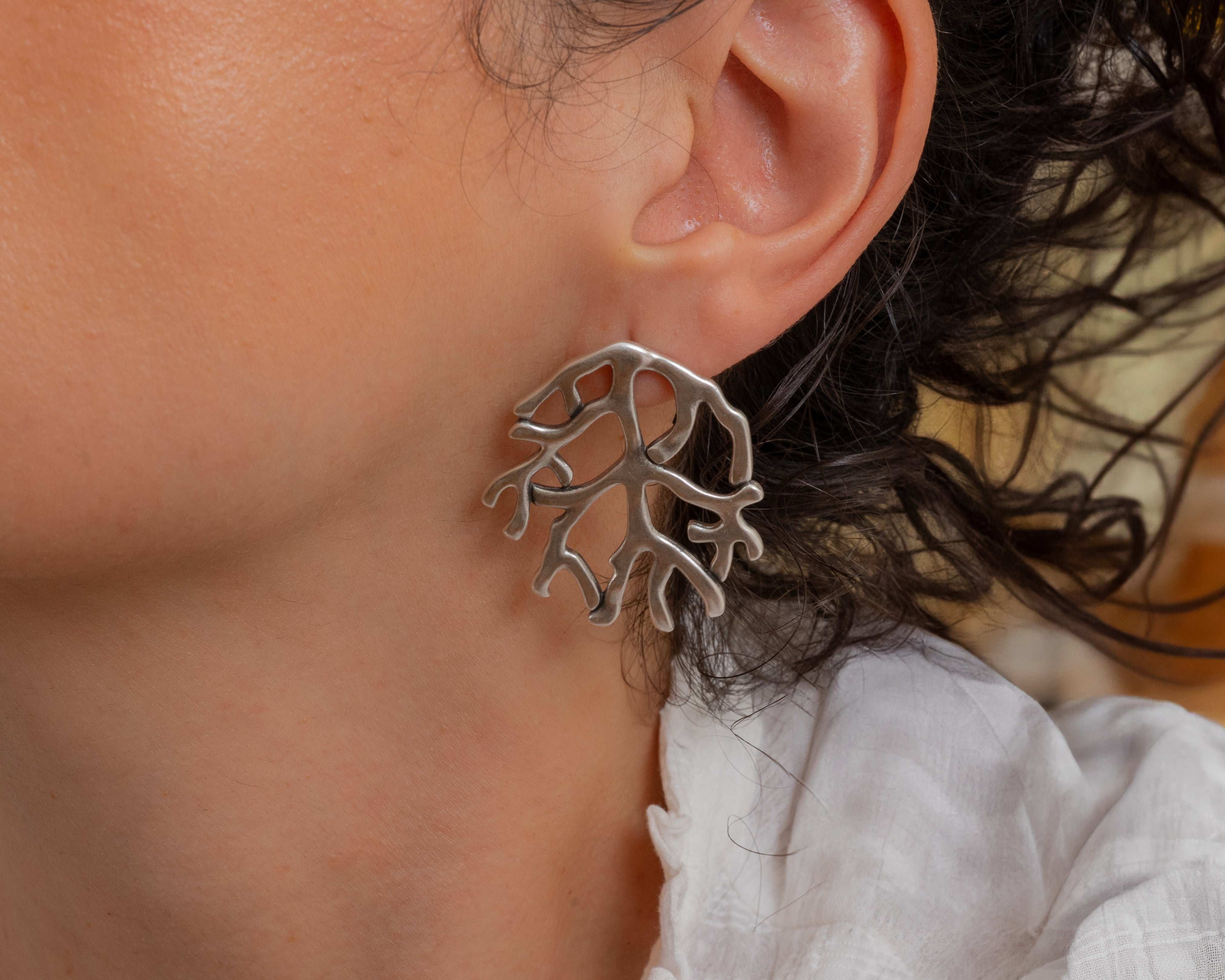 Silver Coral Earrings