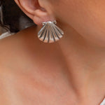 Silver Shell Stud Earrings