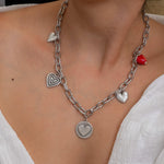 Silver HEART charm necklace