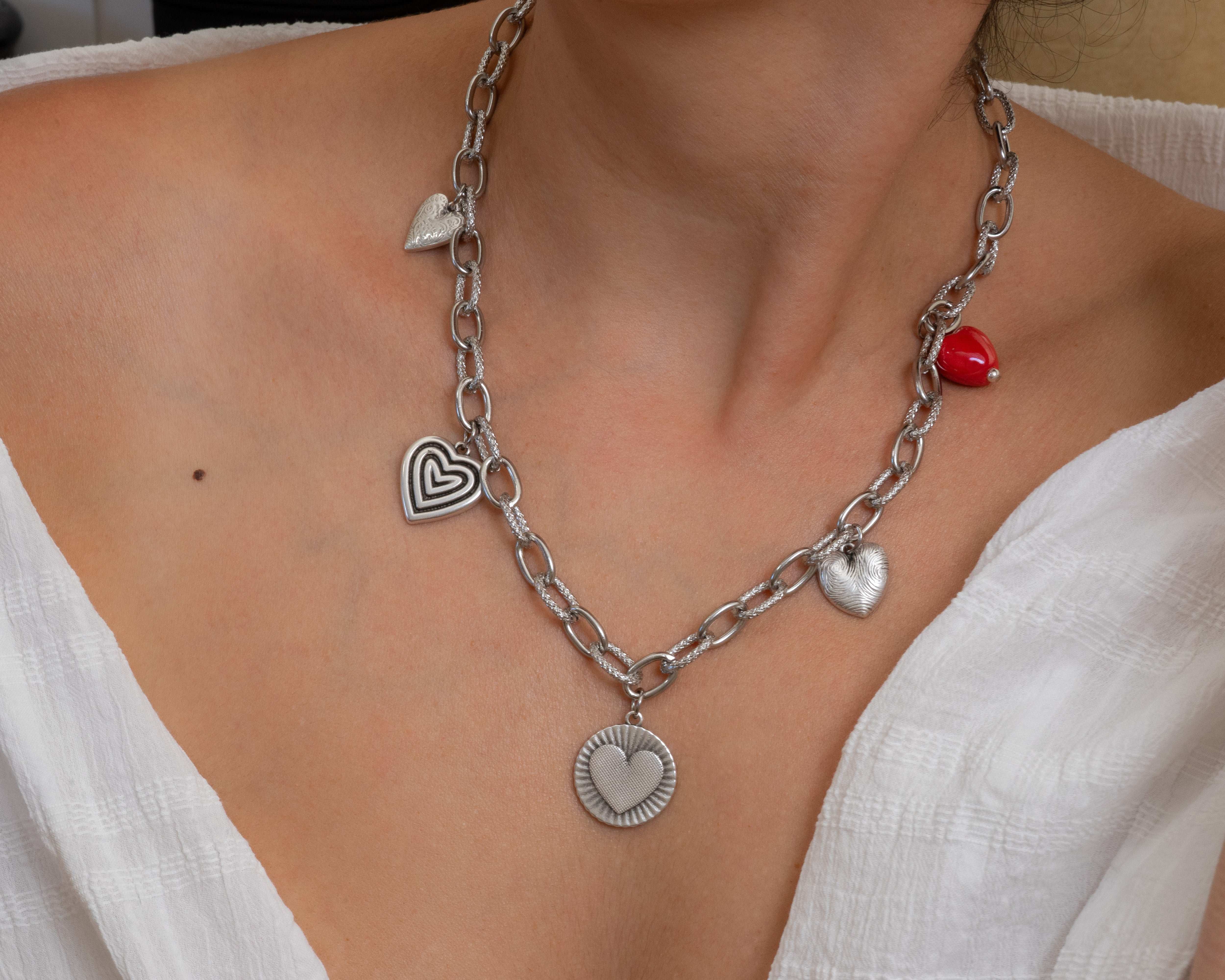 Silver HEART charm necklace