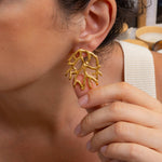 Gold Coral Stud Earrings