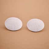 Large Silver Disc Earrings Round Hammered Disc Stud Earrings