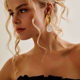 Long Mixed Metals Oval Hammered Earrings