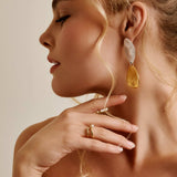 Long Mixed Metals Oval Hammered Earrings