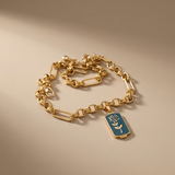 Gold Chain Necklace with Aegean Blue Pendant