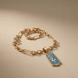 Gold Chain Necklace with Aegean Blue Pendant