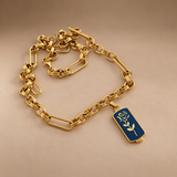 Gold Chain Necklace with Aegean Blue Pendant