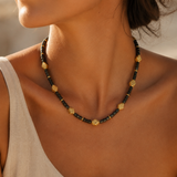 Black Gold Short Beaded Necklace