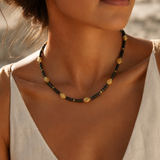 Black Gold Short Beaded Necklace