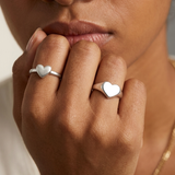 Silver Signet Heart Ring