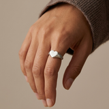 Silver Signet Heart Ring